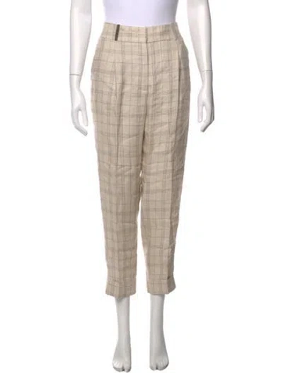 Pre-owned Peserico Linen Straight Leg Pants In Brown