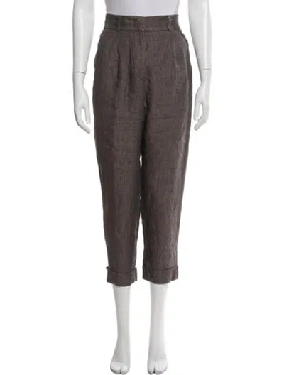 Pre-owned Peserico Linen Straight Leg Pants In Gray