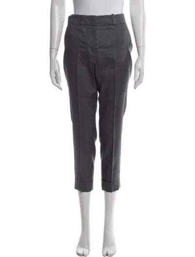 Pre-owned Peserico Linen Straight Leg Pants In Gray