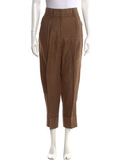 Pre-owned Peserico Linen Straight Leg Pants In Neutral