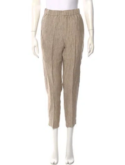Pre-owned Peserico Linen Straight Leg Pants In Neutral