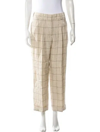 Pre-owned Peserico Linen Straight Leg Pants In Neutral