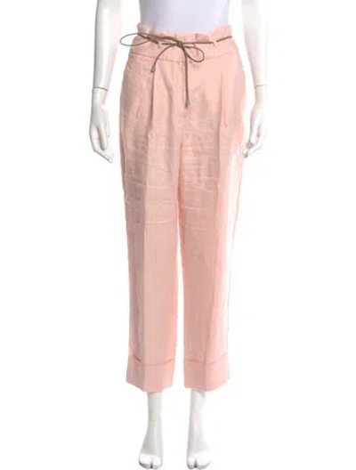 Pre-owned Peserico Linen Straight Leg Pants In Pink