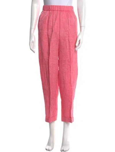 Pre-owned Peserico Linen Straight Leg Pants In Pink