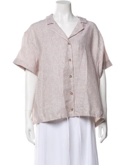 Pre-owned Peserico Linen Striped Blouse In White