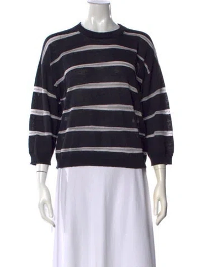 Pre-owned Peserico Linen Striped Sweater In Black