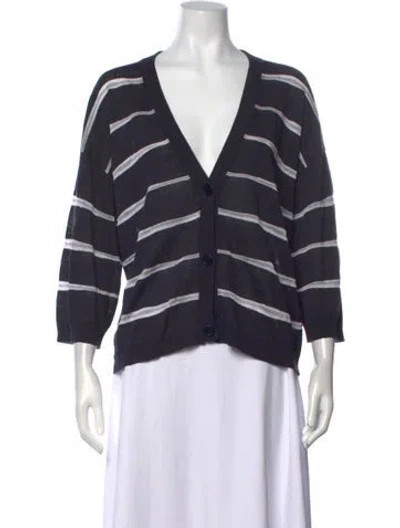 Pre-owned Peserico Linen Striped Sweater In Blue