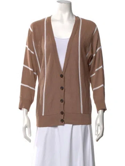 Pre-owned Peserico Linen Striped Sweater In Brown/neutrals