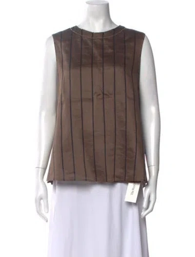 Pre-owned Peserico Linen Striped Top In Brown