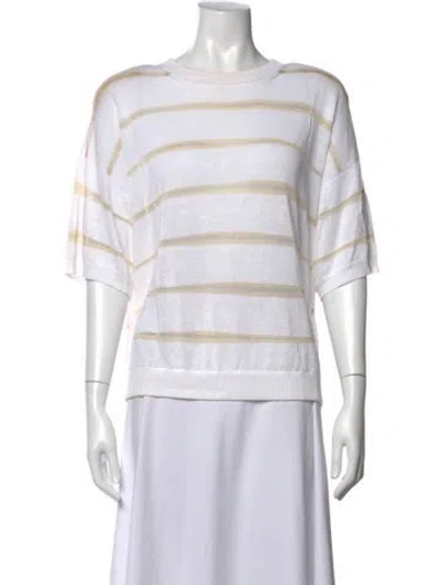 Pre-owned Peserico Linen Striped Top In White