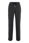 Peserico Linen Trousers With Cuffed Hem And Drawstring Waist In Black