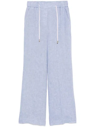Peserico Linen Trousers In Blue