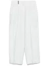 Peserico Linen Cropped Tailored Trousers In Blue