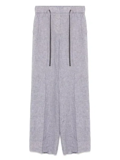 Peserico Linen Trousers In Gray