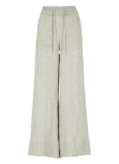 Peserico Linen Trousers In Green