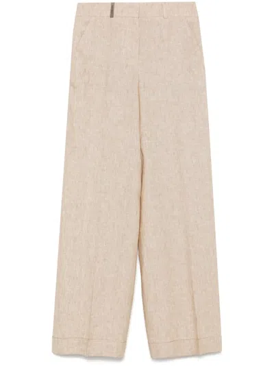 Peserico Linen Trousers In Neutrals