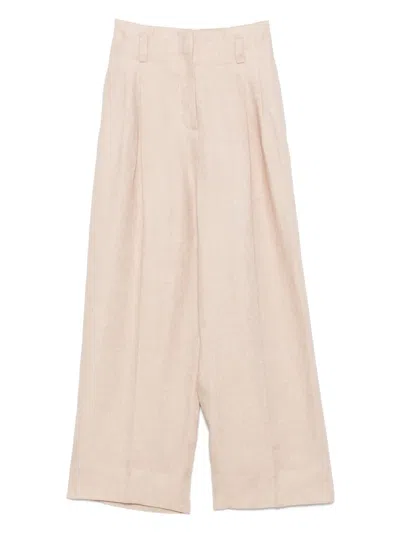 Peserico Linen Trousers In Neutrals