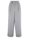Peserico Linen Trousers With Striped Pattern In Gray