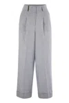 Peserico Stretch Cotton Gabardine Cigarette Trousers In Blue