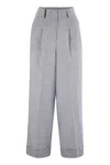 Peserico Stretch Cotton Gabardine Cigarette Trousers In Blue