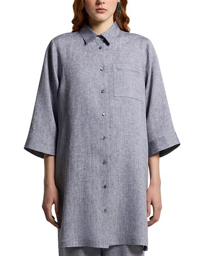 Peserico Linen Tunic Shirt In Gray