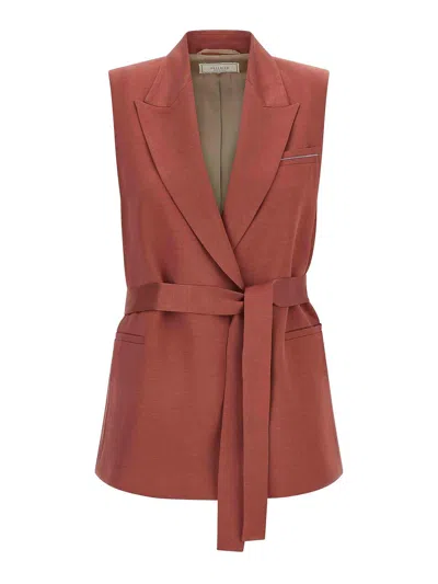 Peserico Linen Viscose Vest In Red