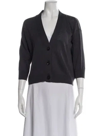 Pre-owned Peserico Linen V-neck Sweater In Gray