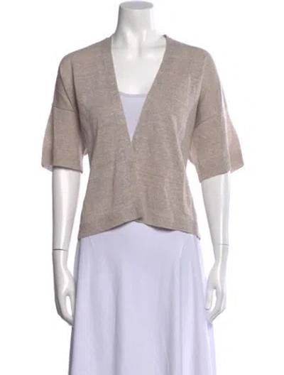 Pre-owned Peserico Linen V-neck Sweater In Neutral
