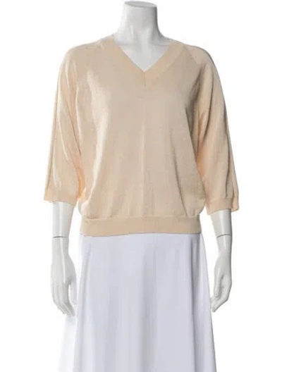 Pre-owned Peserico Linen V-neck Sweater In Neutrals