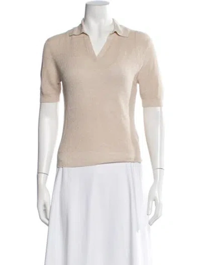 Pre-owned Peserico Linen V-neck Sweater In Neutrals