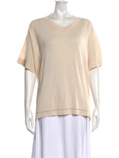 Pre-owned Peserico Linen V-neck Sweater In Neutrals