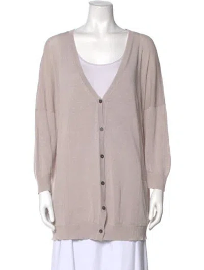 Pre-owned Peserico Linen V-neck Sweater In Pink