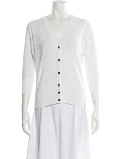 Pre-owned Peserico Linen V-neck Sweater In White