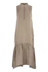 Peserico Ruffled Sleeveless Midi Dress