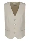 Peserico Linen Waistcoat In Neutral