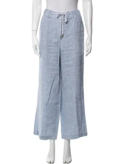 Pre-owned Peserico Linen Wide Leg Pants In Blue