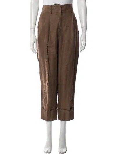 Pre-owned Peserico Linen Wide Leg Pants In Brown