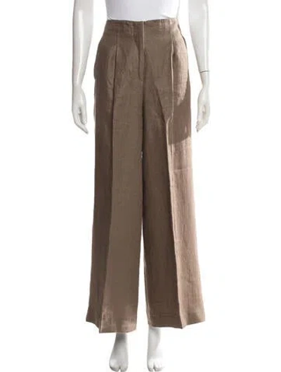 Pre-owned Peserico Linen Wide Leg Pants In Brown