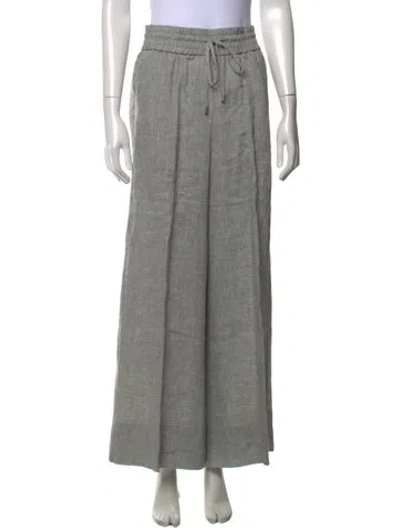 Pre-owned Peserico Linen Wide Leg Pants In Grey