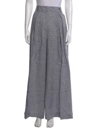 Pre-owned Peserico Linen Wide Leg Pants W/ Tags In Gray
