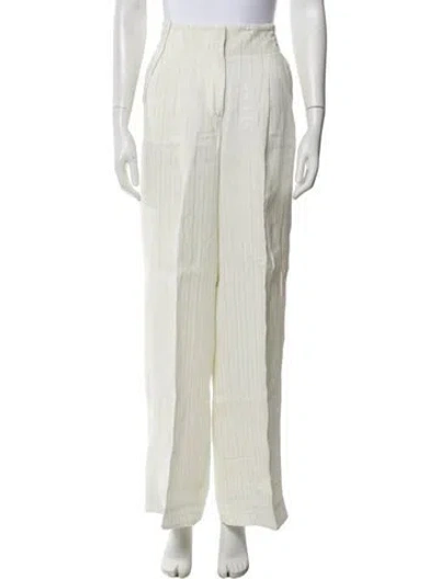 Pre-owned Peserico Linen Wide Leg Pants In White