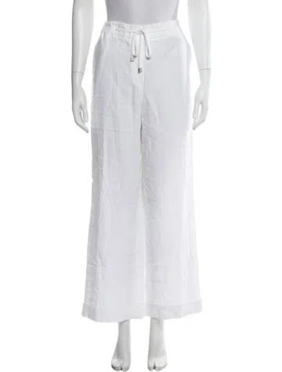 Pre-owned Peserico Linen Wide Leg Pants In White