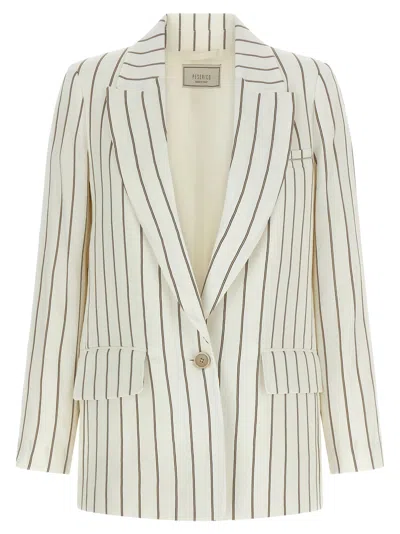 Peserico Pinstripe Blazer Single Breasted Notched Lapels In White
