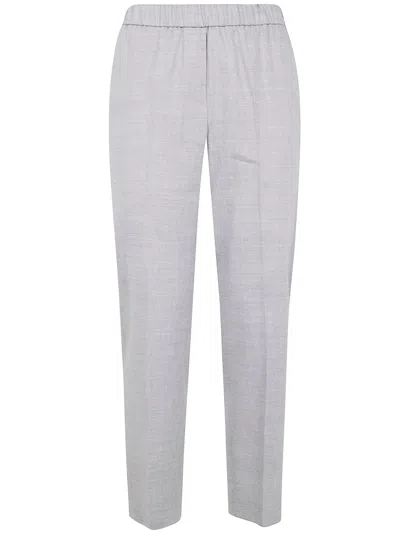 Peserico Linen Wool Blend Natural Stretch "estrato" Trousers In Gray