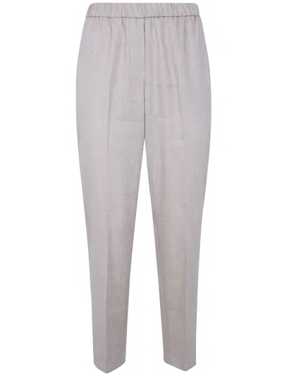 Peserico Linen Wool Blend Natural Stretch "estrato" Trousers In Gray