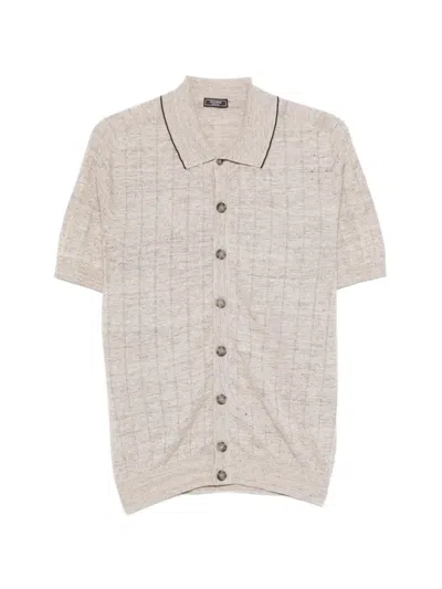 Peserico Linen-cotton Knit Shirt In Gold