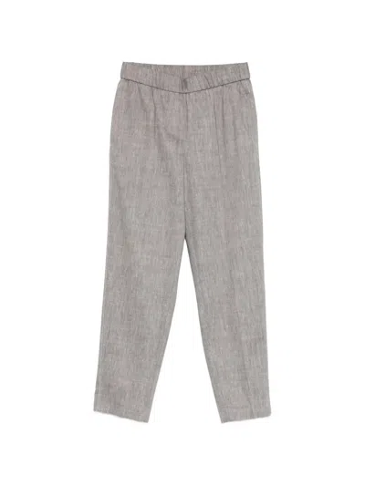 Peserico Linen-wool Blend Trousers In Gray