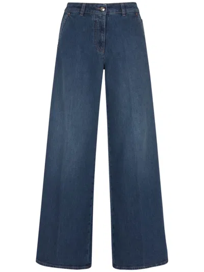 Peserico Logo-appliqué Wide-leg Jeans In Blue