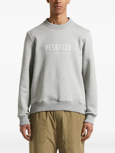 Peserico Logo-embroidered Crew-neck Sweatshirt In Brown