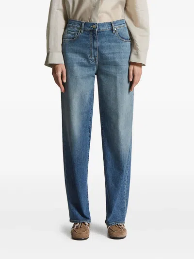 Peserico Logo-patch Five-pocket Denim Jeans In Blue